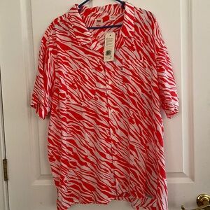 Brand New Levi's Relaxed-Fit Wavey Striped Short Sleeve Classic Camp Shirt XXL